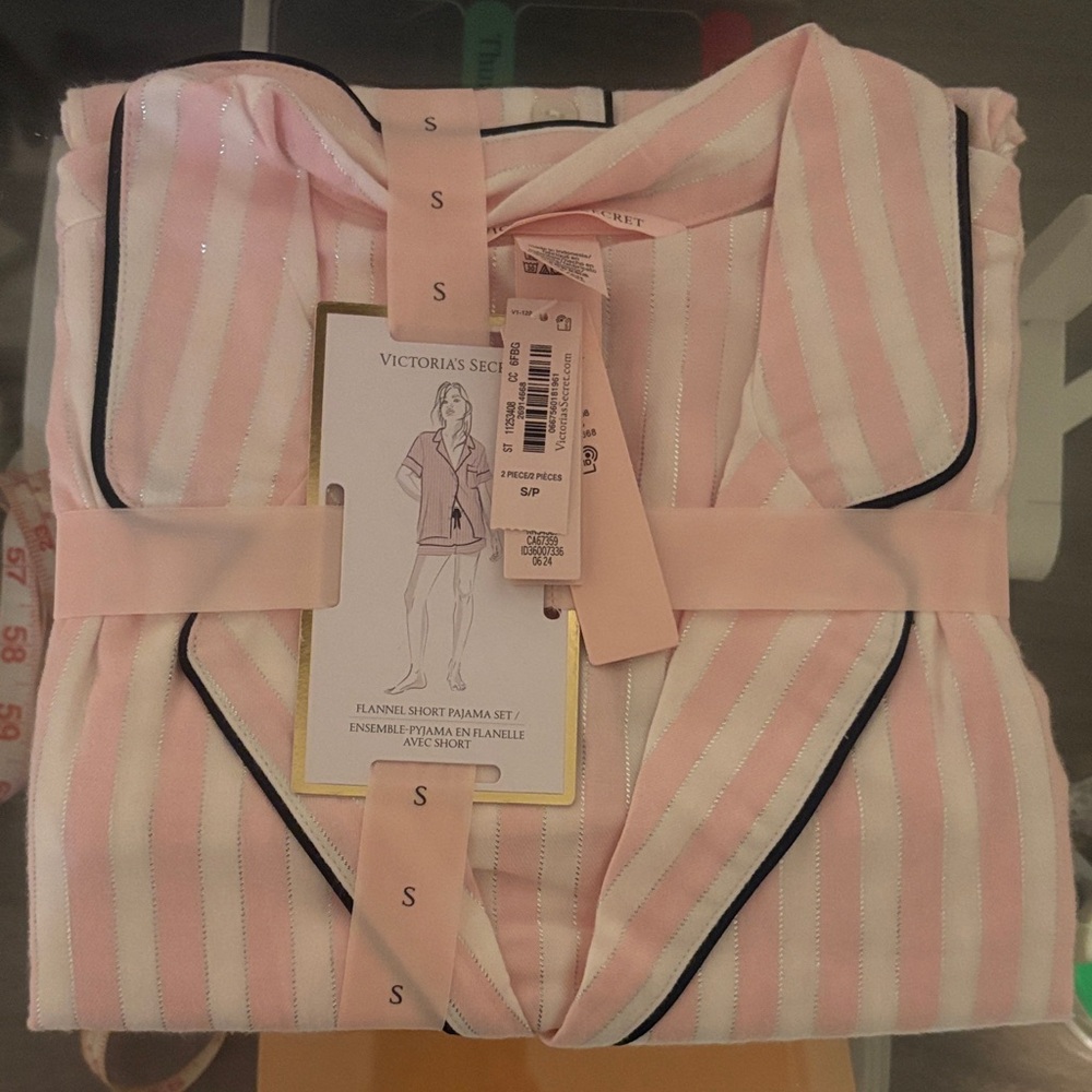 Victoria's Secret Light Pink and White Striped Pajama Set